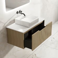 Colette 900mm Wall Hung Single Vanity with Stone Countertop